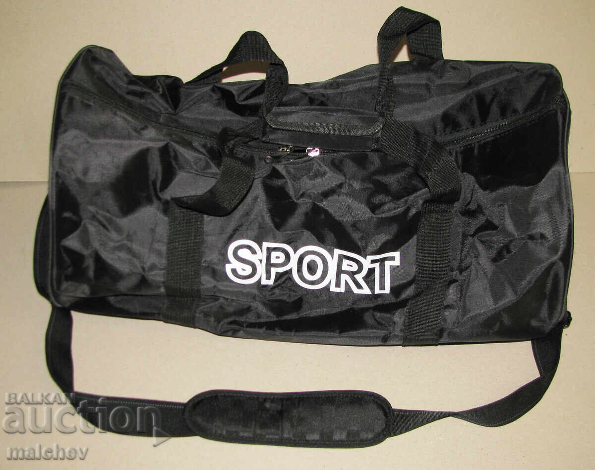 Geantă sport de voiaj Sport textil negru 52/29/25, excelentă Geantă sport de voiaj Sport textil negru 52/29/25, excelentă