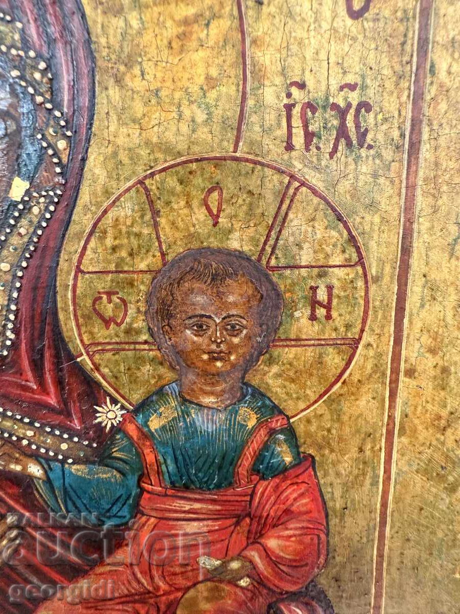 Auction Old hand-painted icon with the Virgin and Child №7534 Auction Old hand-painted icon with the Virgin and Child №7534