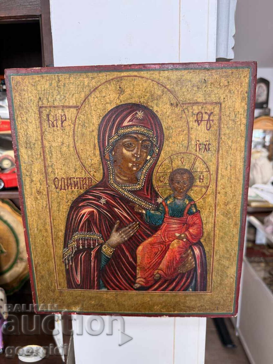 Old hand-painted icon with the Virgin and Child №7534 Old hand-painted icon with the Virgin and Child №7534