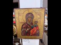 Old hand-painted icon with the Virgin and Child №7534