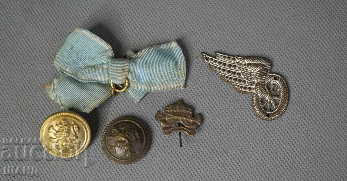 Βασίλειο της Βουλγαρίας παρτίδα στρατιωτικών σημάτων στολής κουμπιά κορώνα