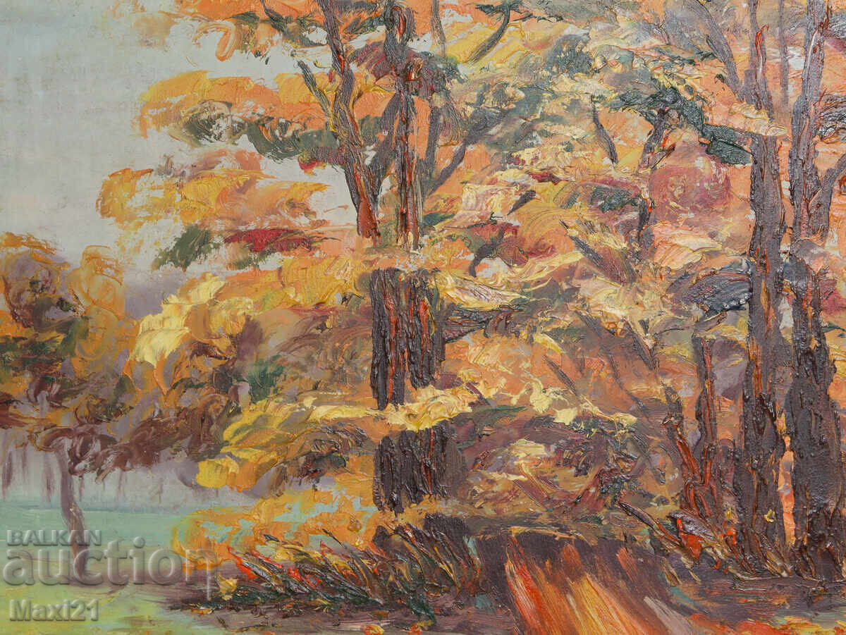 Auction  Forest landscape autumn painting oil paints