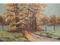 Peisaj de pădure toamnă pictură ulei