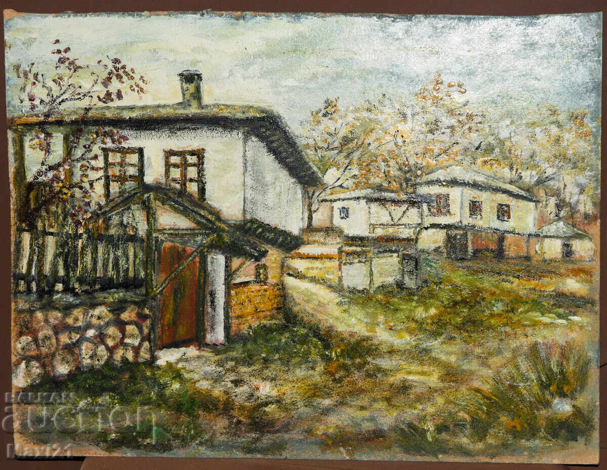 Auction  Revival houses landscape painting oil paints