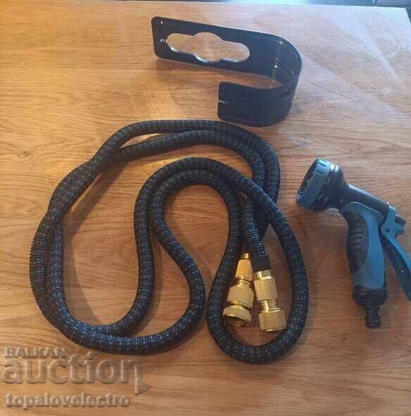 Expandable garden hose 7.5 m with 10-function spray gun - 7
