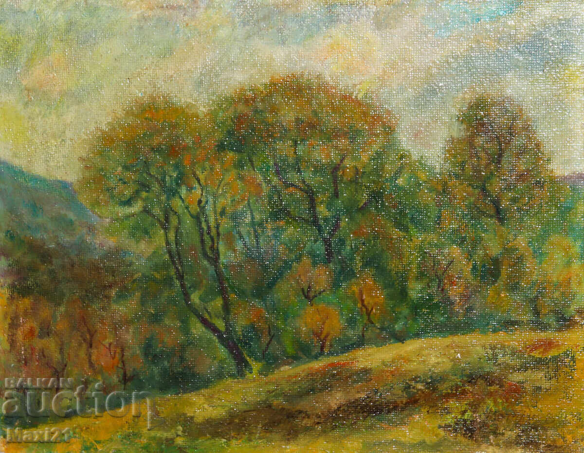 Oil painting, forest landscape