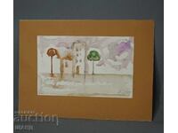 Old Master's drawing watercolor painting landscape trees