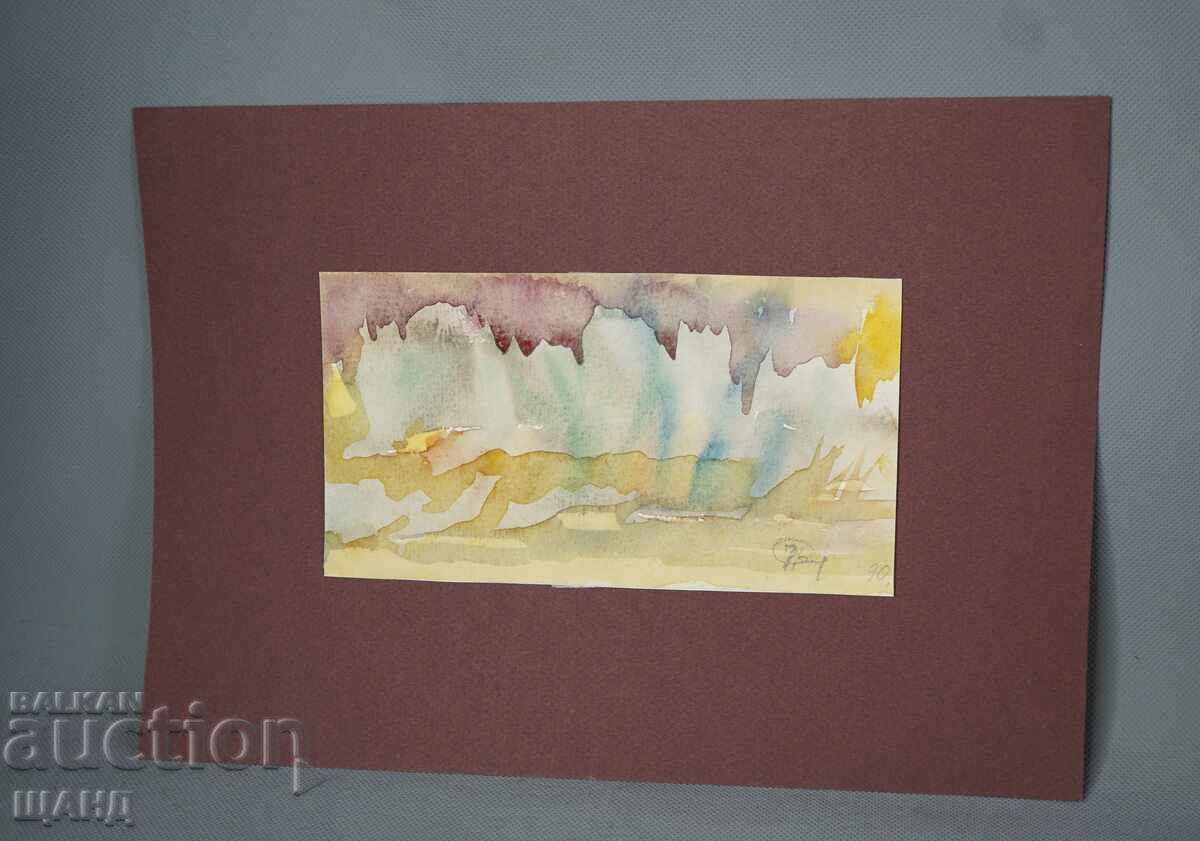 Стара Майсторска рисунка картина акварел пейзаж