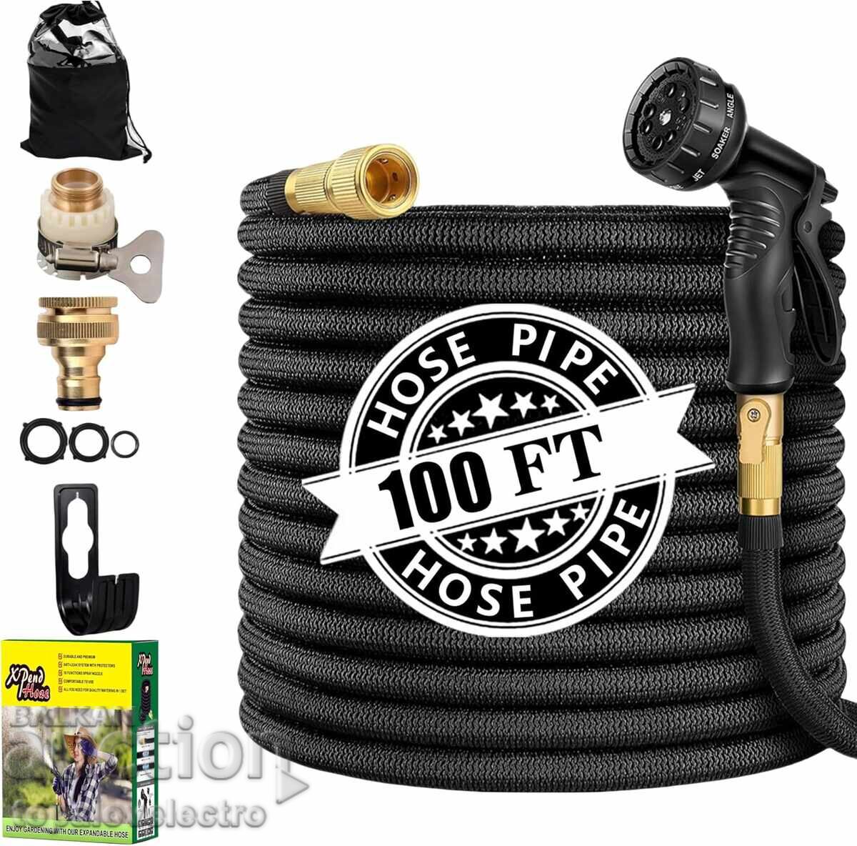 Επεκτεινόμενος εύκαμπτος σωλήνας κήπου 30 μ με εξαρτήματα και πιστόλι