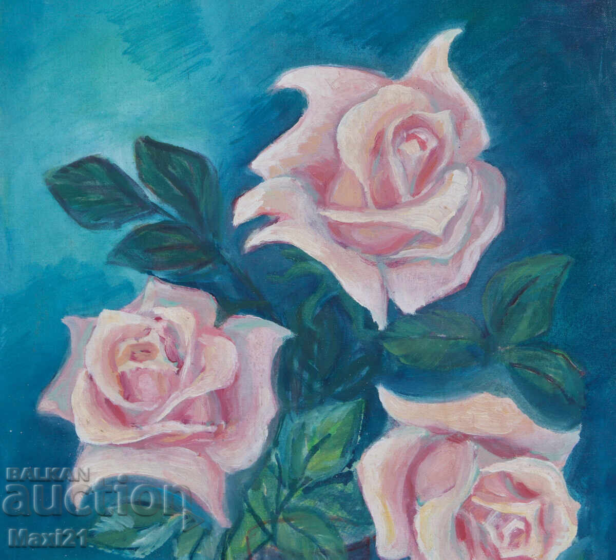 Delivery of Oil painting still life vase with roses