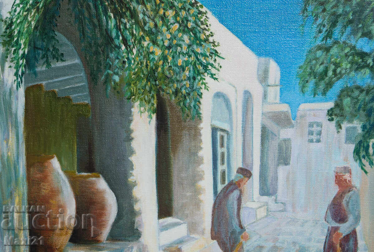 Τοπίο, φιγούρα ελαιογραφία υπογεγραμμένη 1991 - 5