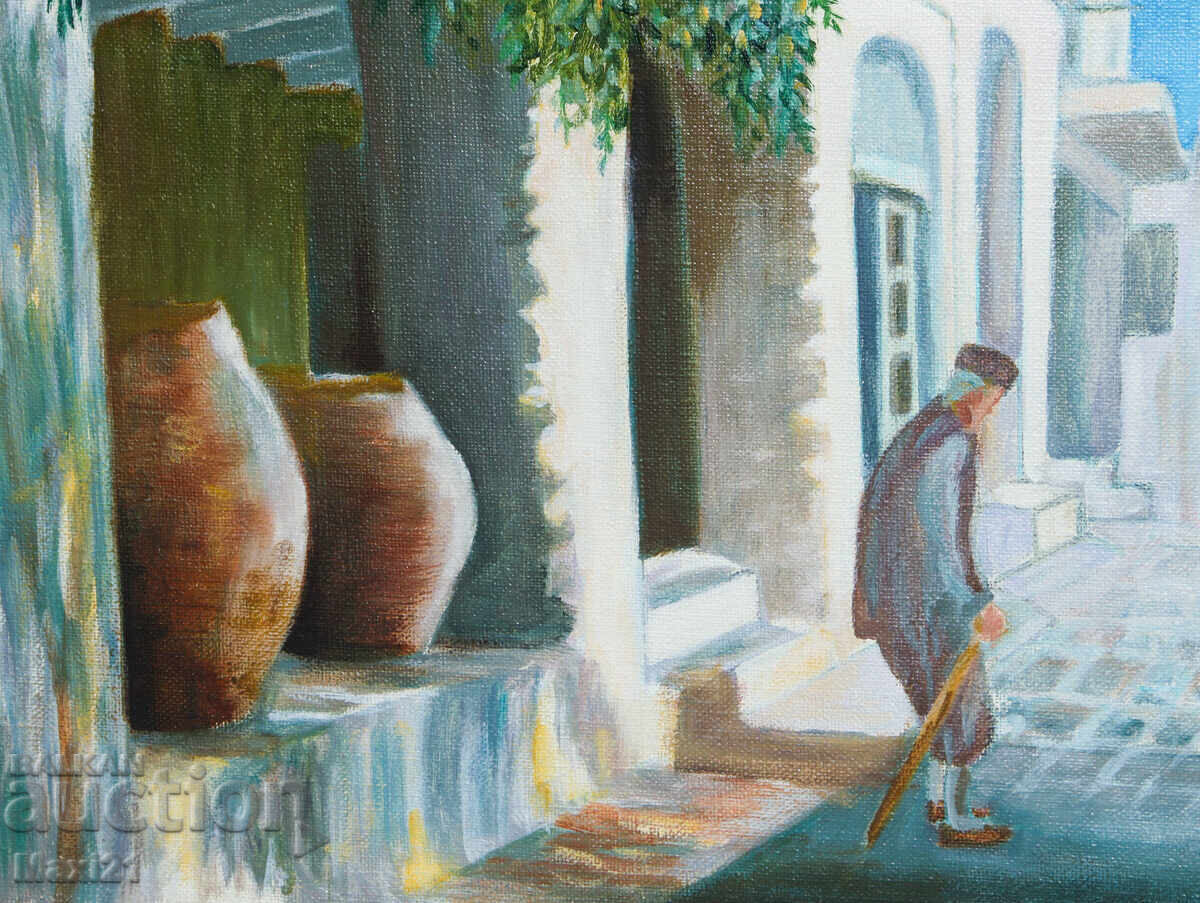 Τοπίο, φιγούρα ελαιογραφία υπογεγραμμένη 1991 - 6