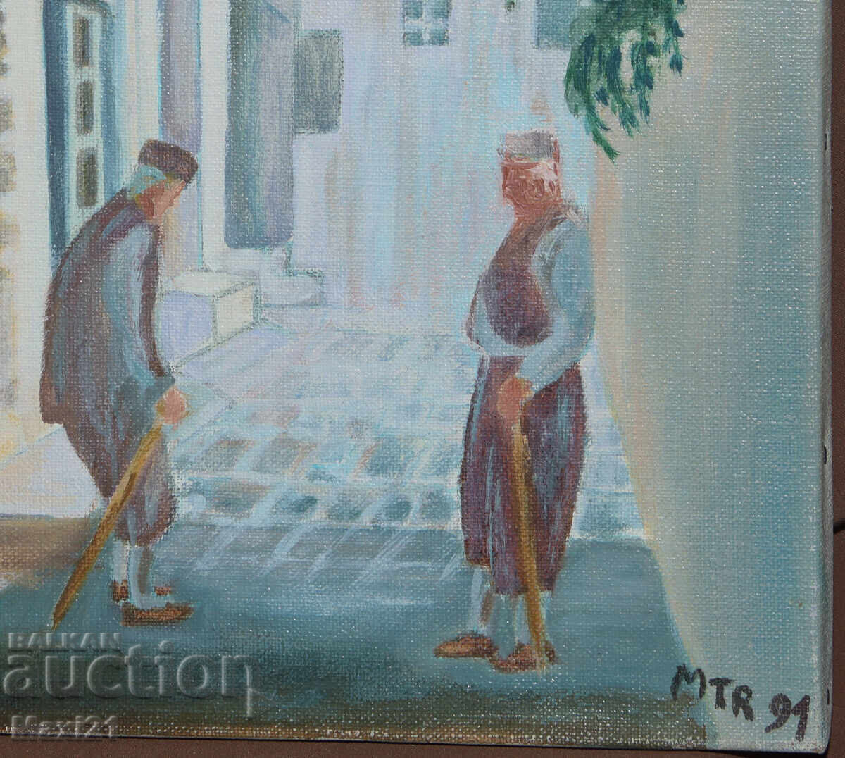 Τοπίο, φιγούρα ελαιογραφία υπογεγραμμένη 1991 - 7