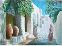 Пейзаж, фигурална картина маслени бои подписана 1991г.