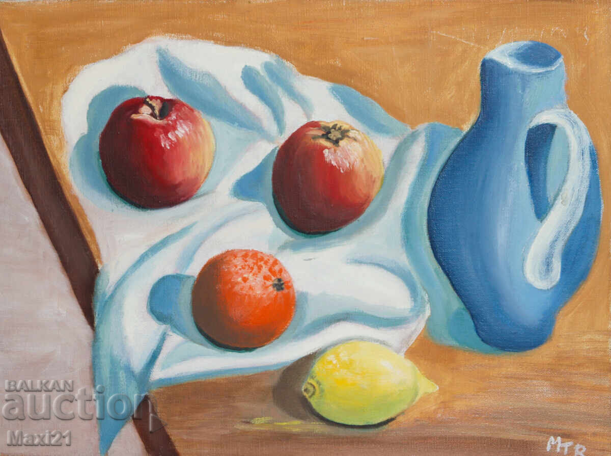 Still life fruit painting oil paints
