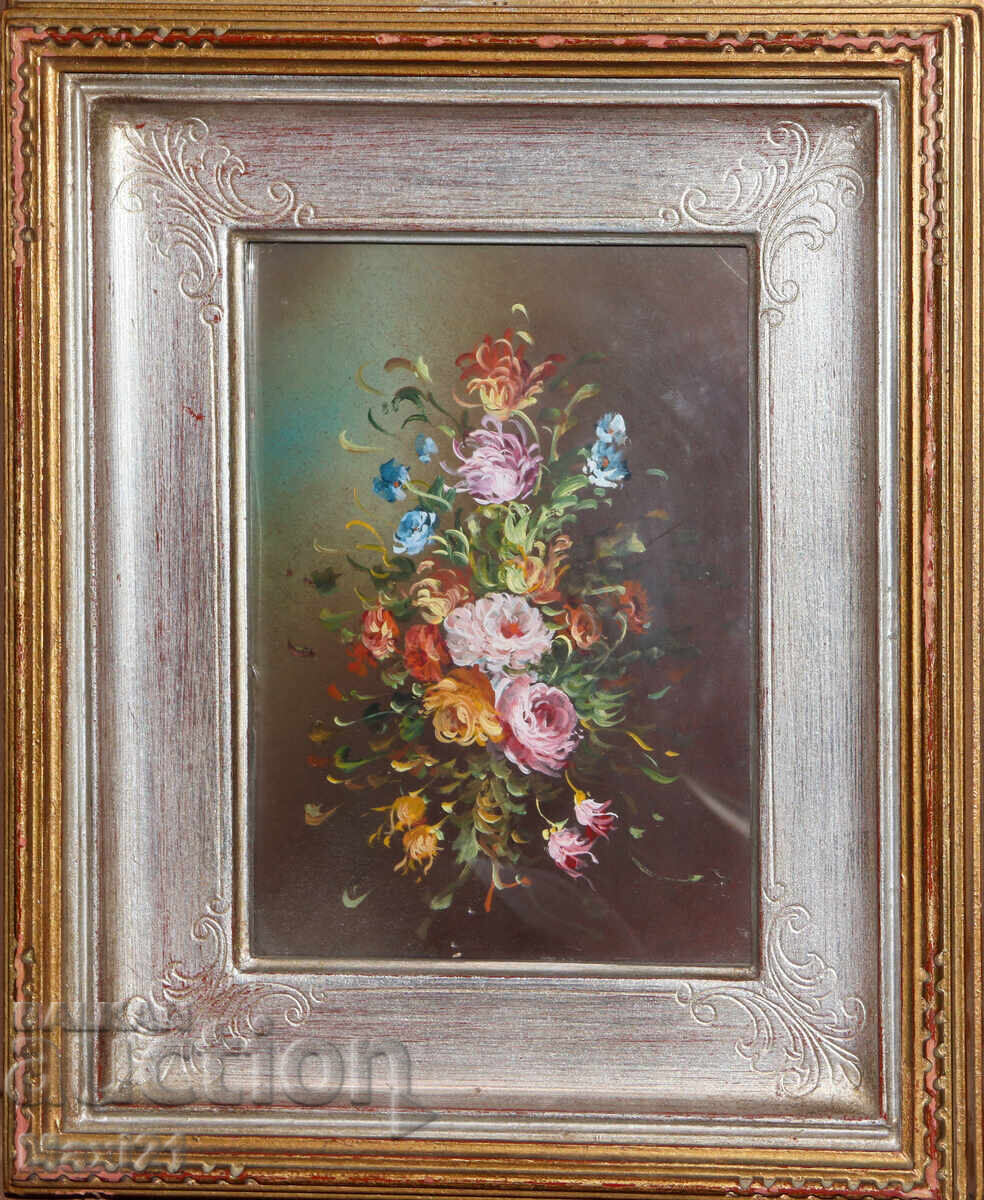 Frumoasă pictură natură statică cu flori guașă