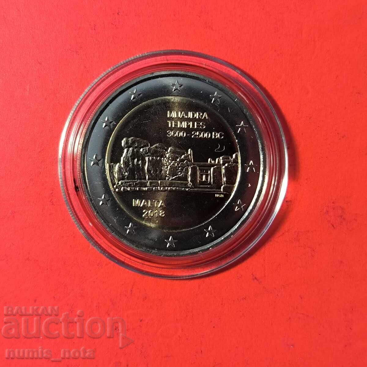 Малта 2 евро 2018 Праисторически места в Малта  Храм Мнайдра