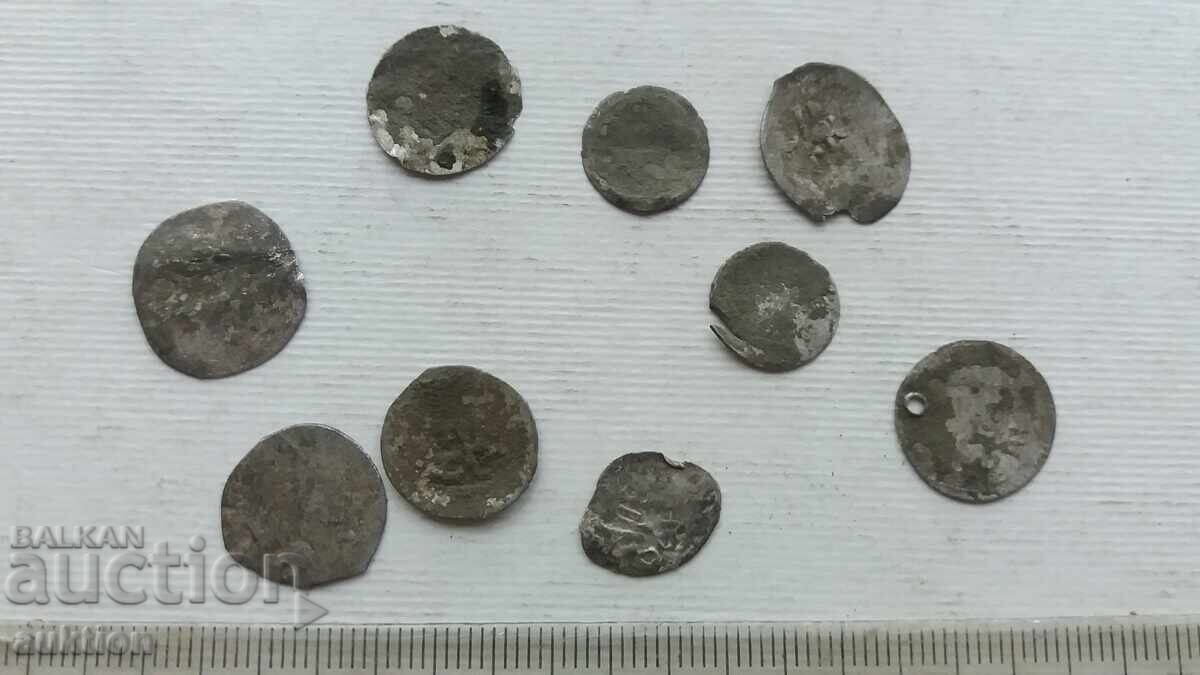 LOT OF 9 OTTOMAN SILVER AKÇES WITHOUT HOLE with price 26.99 BGN | € 13.80