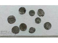 LOT DE 9 AKÇE DE ARGINT OTOMANE FĂRĂ GAURĂ