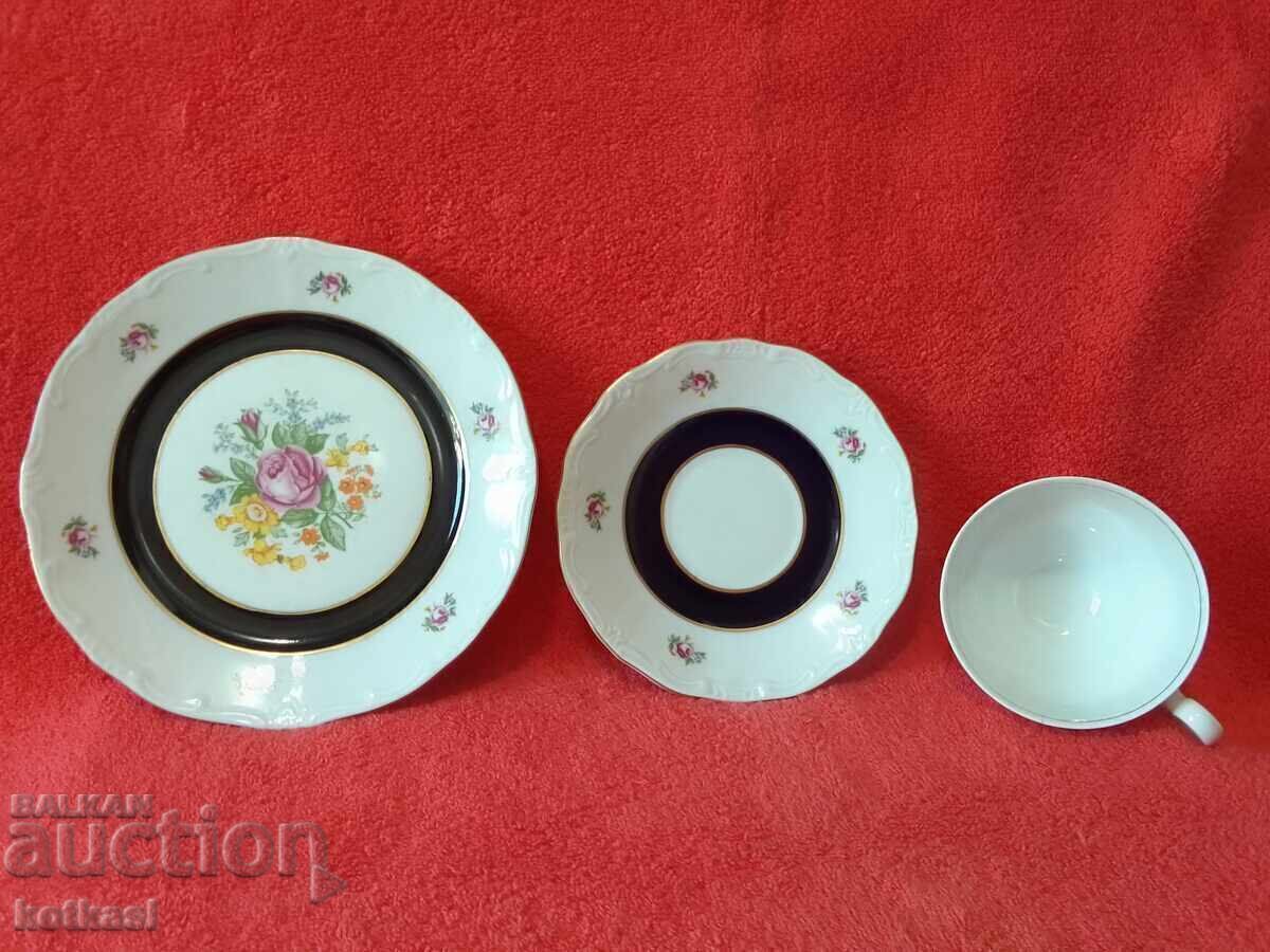 Star triple set WEIMAR Cobalt - cup, 2 plates Germany GDR with price 125.50 BGN | € 64.17
