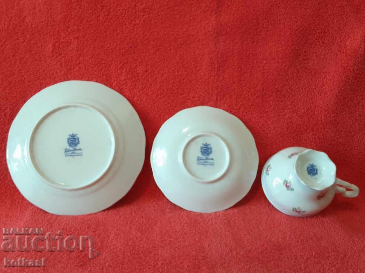 Auction  Star triple set WEIMAR Cobalt - cup, 2 plates Germany GDR