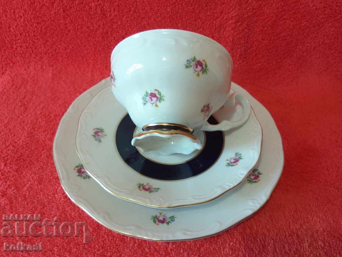 Star triple set WEIMAR Cobalt - cup, 2 plates Germany GDR - 7