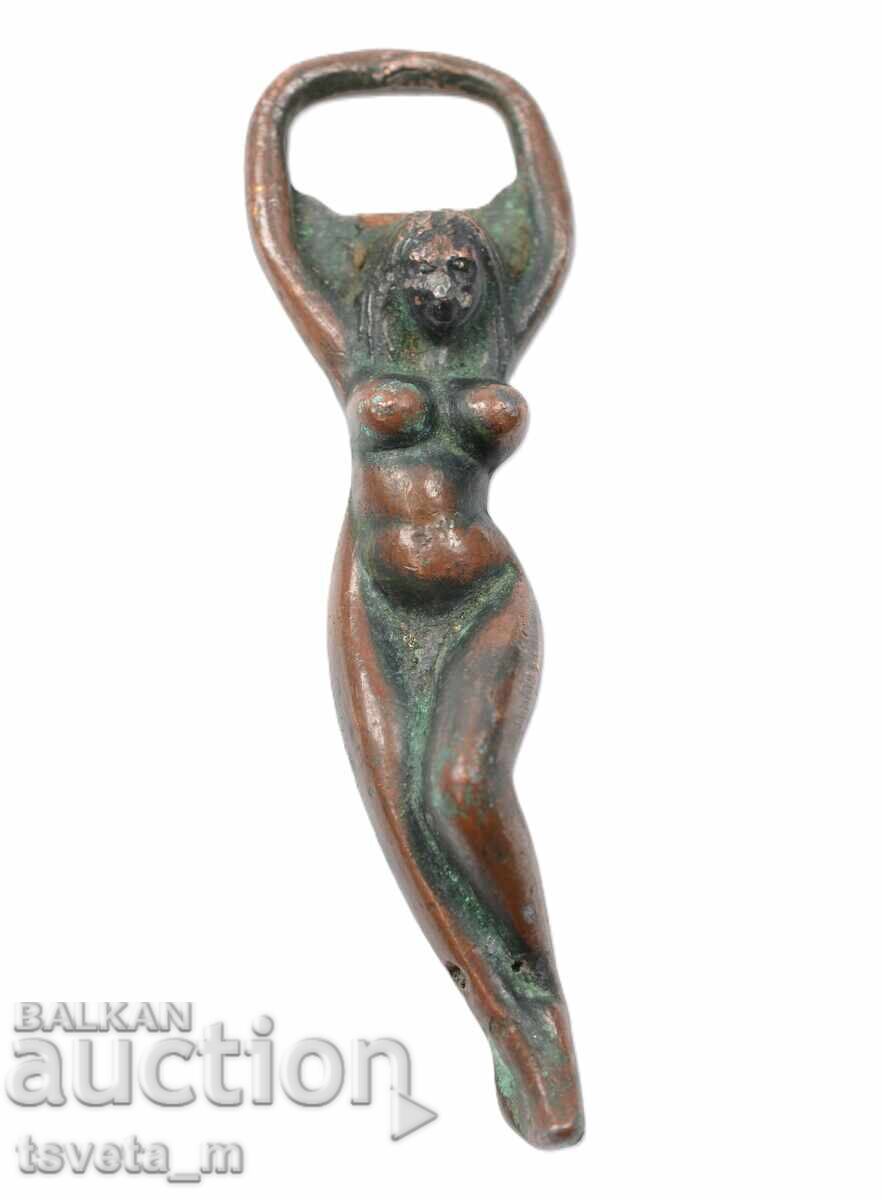 Bronze bottle opener nude woman erotica