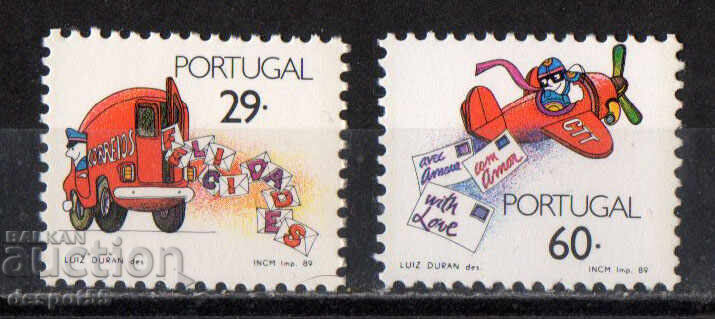 1989. Portugalia. Poștă - Transport. Timbre de felicitare 1989. Portugalia. Poștă - Transport. Timbre de felicitare