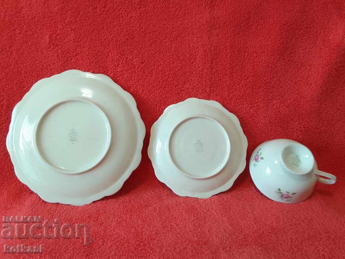 Δημοπρασία Παλαιό σετ τριών τεμαχίων Reichenbach R - φλιτζάνι, 2 πιάτα Germany επιχρυσωμένα