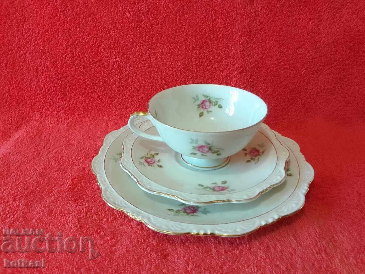 Reichenbach R Star Triple Set - Cup, 2 Plates Germany Gold Plated - 6