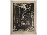 GURKO STREET LINOCUT PRINT PAINTING HAIGEROV