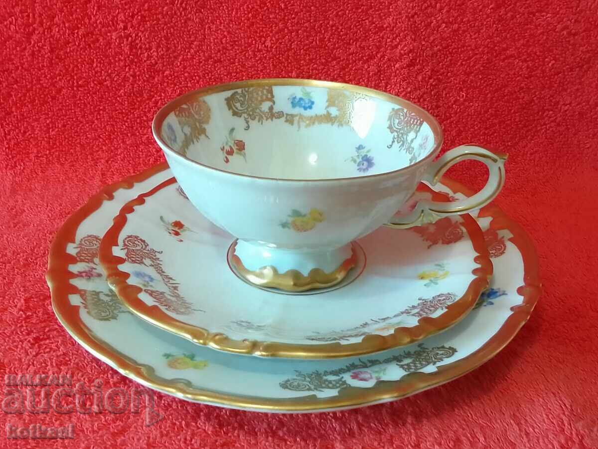 Star triple set UNGER&SCHILDE - cup, 2 plates Germany gold plating with price 125.50 BGN | € 64.17