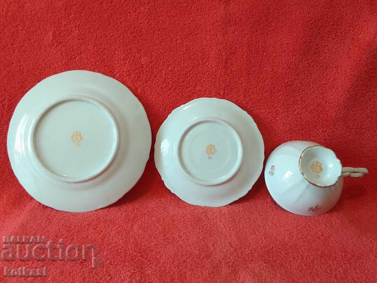 Delivery of Star triple set UNGER&SCHILDE - cup, 2 plates Germany gold plating