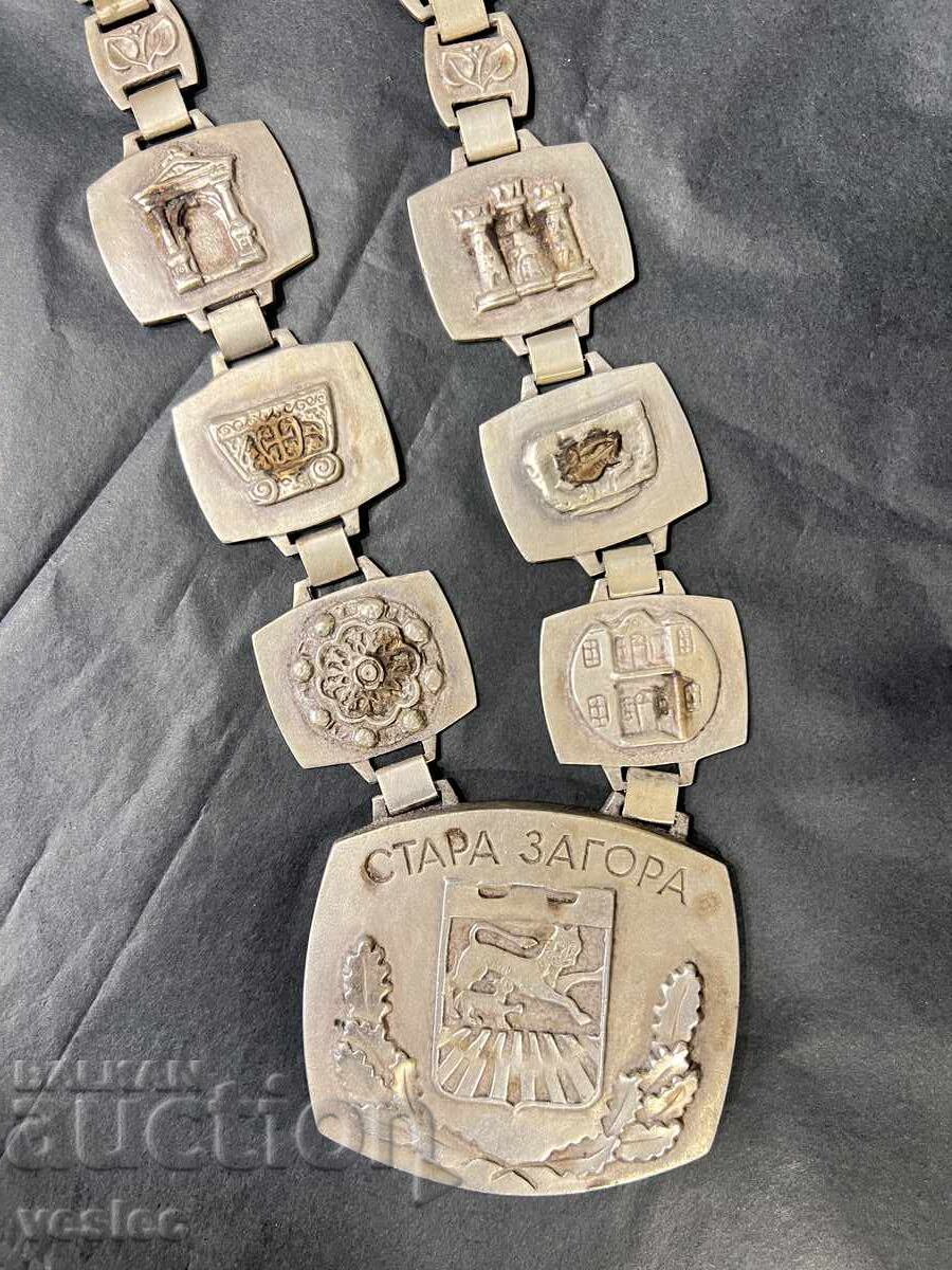 1980 Cetățean de Onoare Stara Zagora Colier Medalie Ordin Semn - 5