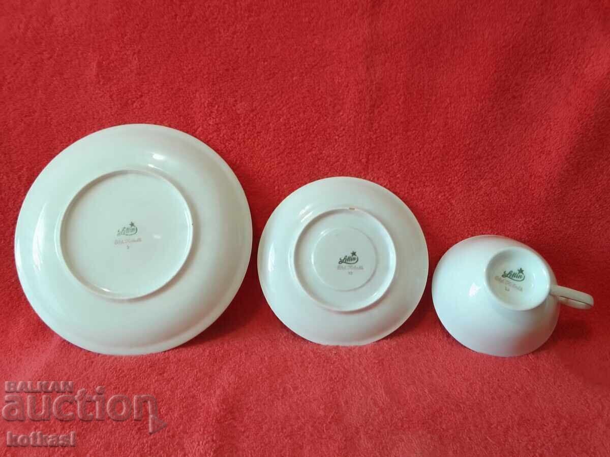 Delivery of Star triple set Lettin - cup, 2 plates Germany gold plating Cobalt