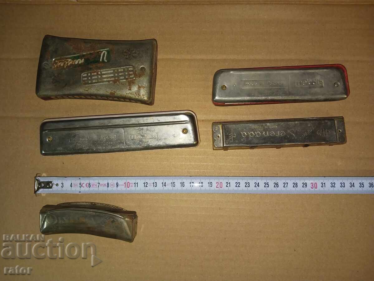 Доставка на Стари устни хармоники - 5 броя , устна хармоника