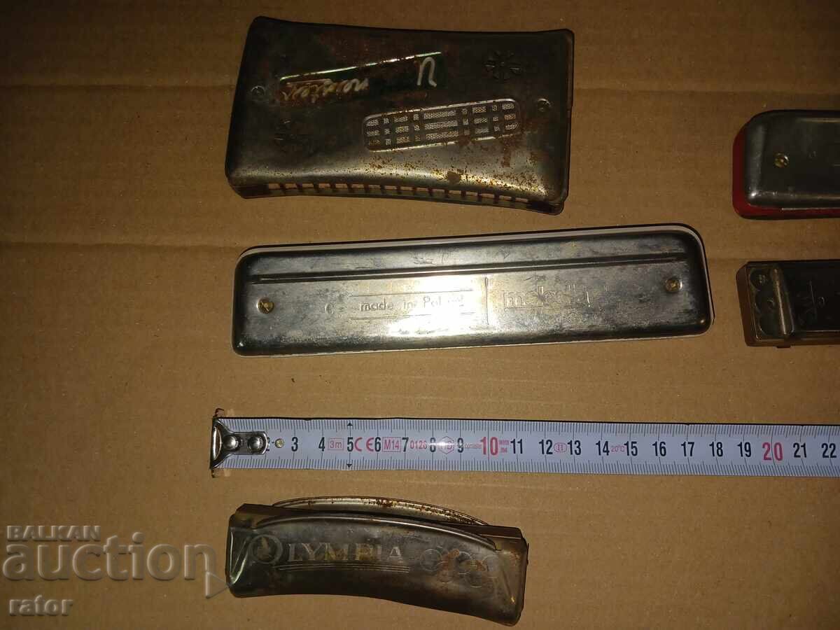 Стари устни хармоники - 5 броя , устна хармоника - 5