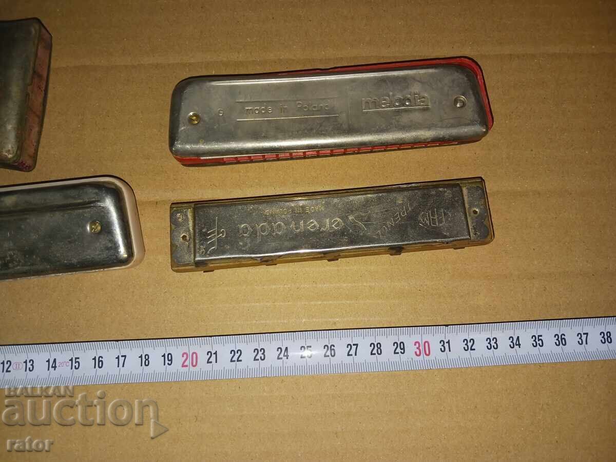 Стари устни хармоники - 5 броя , устна хармоника - 6