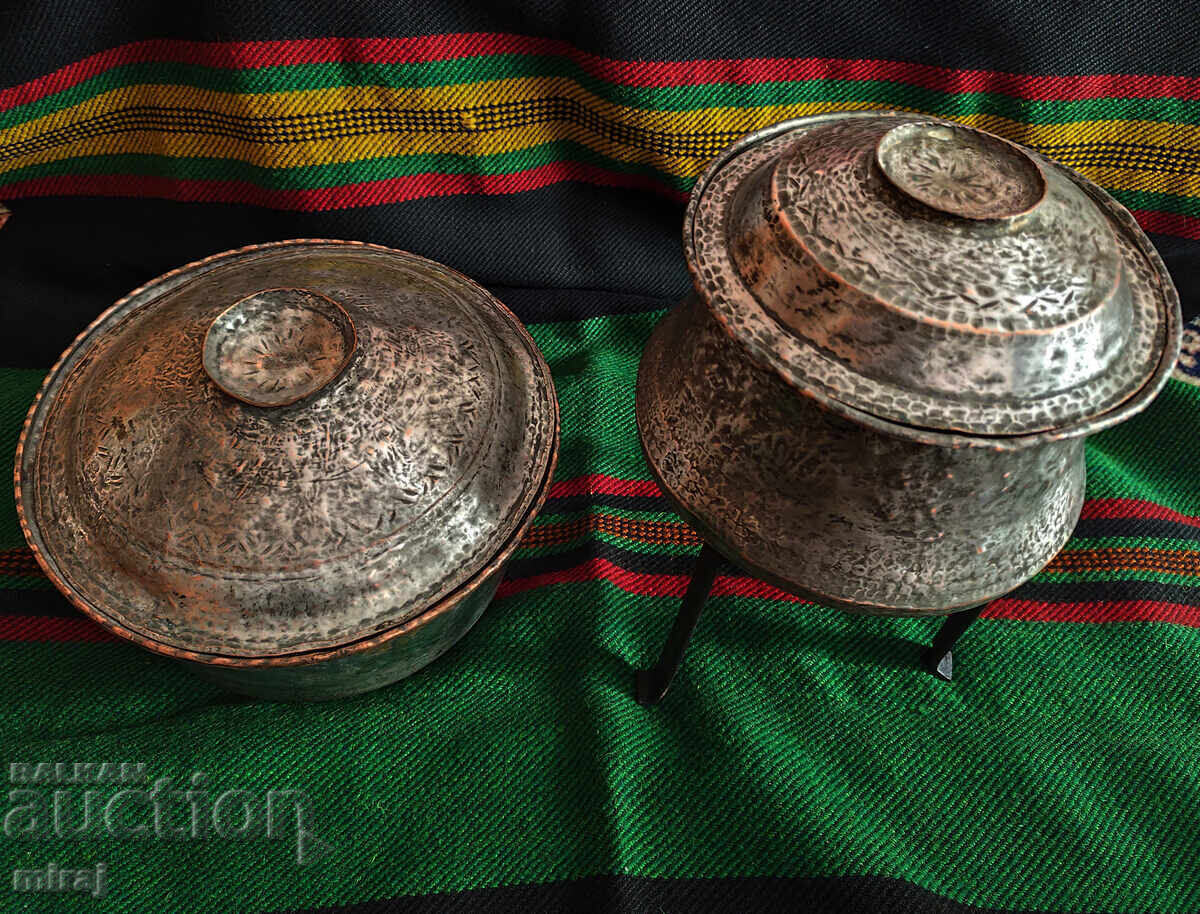 2 τμχ. ΠΑΛΙΑ ΧΕΙΡΟΠΟΙΗΤΑ ΣΙΔΕΡΕΝΙΑ ΚΑΤΣΑΡΟΛΙΑ ΜΕ ΚΑΠΑΚΙ ΚΑΙ ΣΑΤΖΕΚ ΓΙΑ ΤΖΑΚΙ - 7