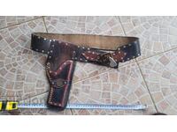 Cowboy pistol belt together with holster