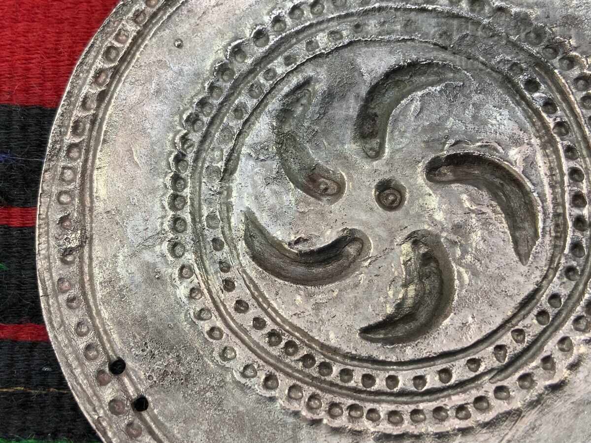 Delivery of Interesting Revival-era head covering, silver, stamped, forged Delivery of Interesting Revival-era head covering, silver, stamped, forged