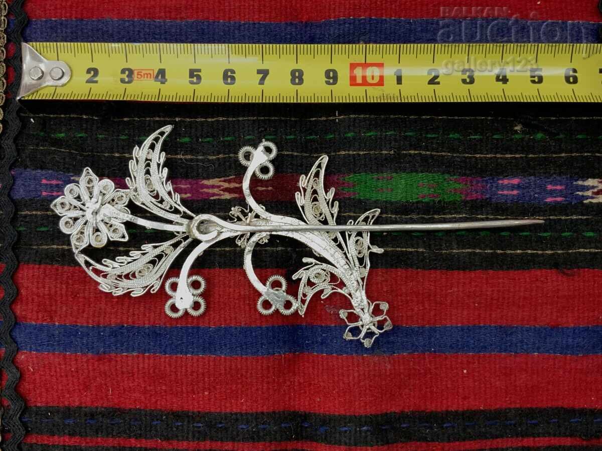 Revival-era Vidin silver filigree needle with gold plating - 5 Revival-era Vidin silver filigree needle with gold plating - 5