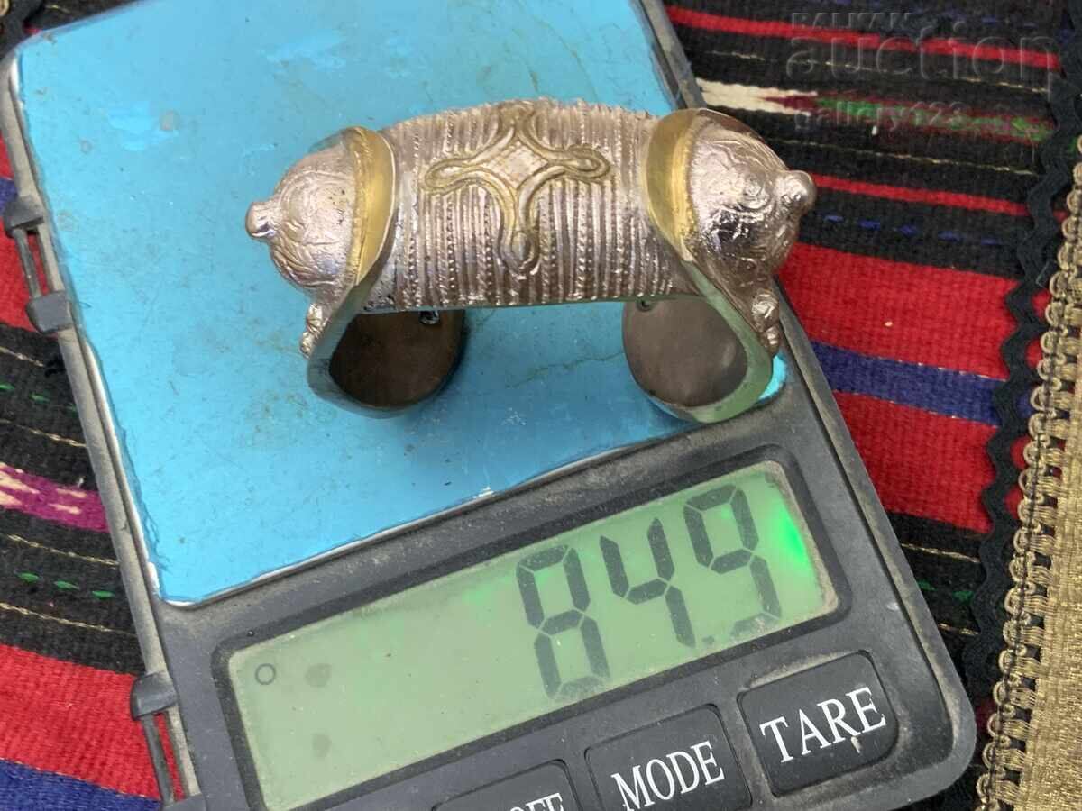 Αναγεννησιακό βραχιόλι "ρογάτκα", κουμπέλι ασήμι, σκαλιστό επιχρύσωμα - 5 Αναγεννησιακό βραχιόλι "ρογάτκα", κουμπέλι ασήμι, σκαλιστό επιχρύσωμα - 5