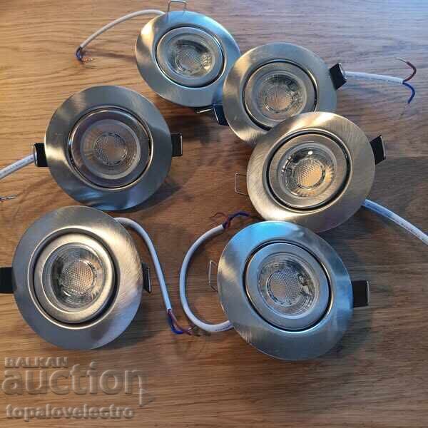 NEW! Set of 6 LED recessed spotlights, dimmable, 10W with price 11.00 BGN | € 5.62