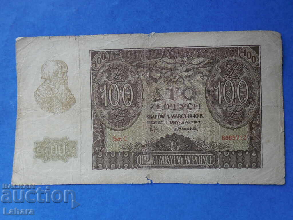 100 ζλότι 1940 g. Πολωνία