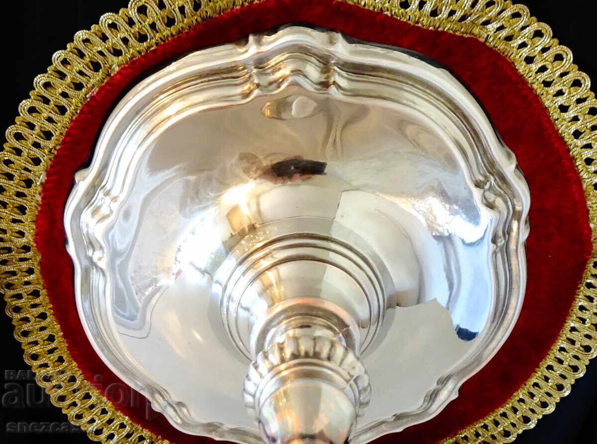 Victorian silver-plated candle holder made of copper, 550 g, 22 cm - 6