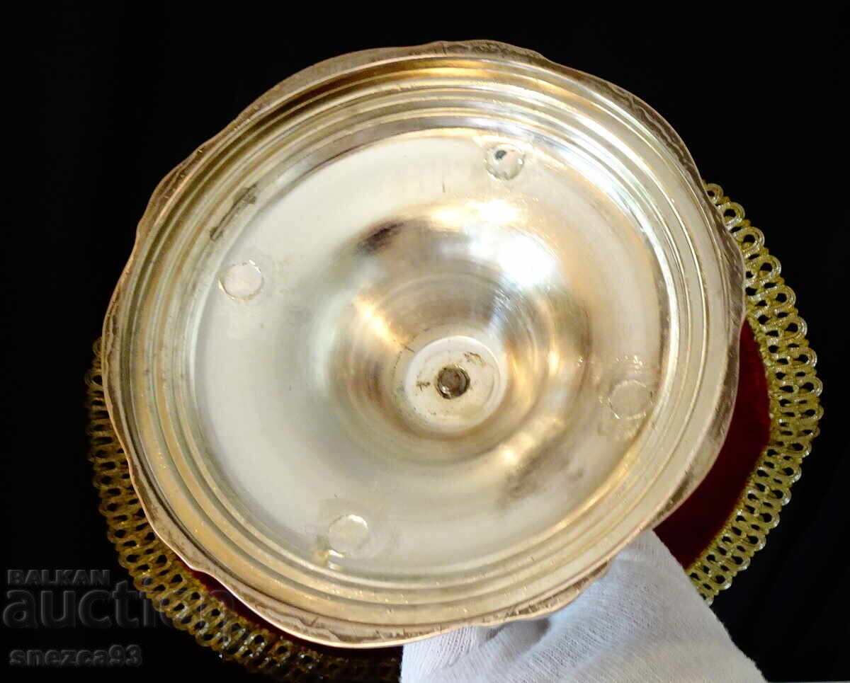 Victorian silver-plated candle holder made of copper, 550 g, 22 cm - 7