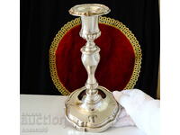 Victorian silver-plated candle holder made of copper, 550 g, 22 cm