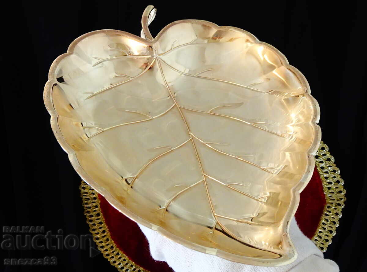 Посребрена фруктиера,купа с дизайн на листо. - 5 Посребрена фруктиера,купа с дизайн на листо. - 5