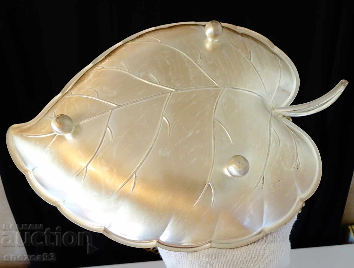 Посребрена фруктиера,купа с дизайн на листо. - 6 Посребрена фруктиера,купа с дизайн на листо. - 6